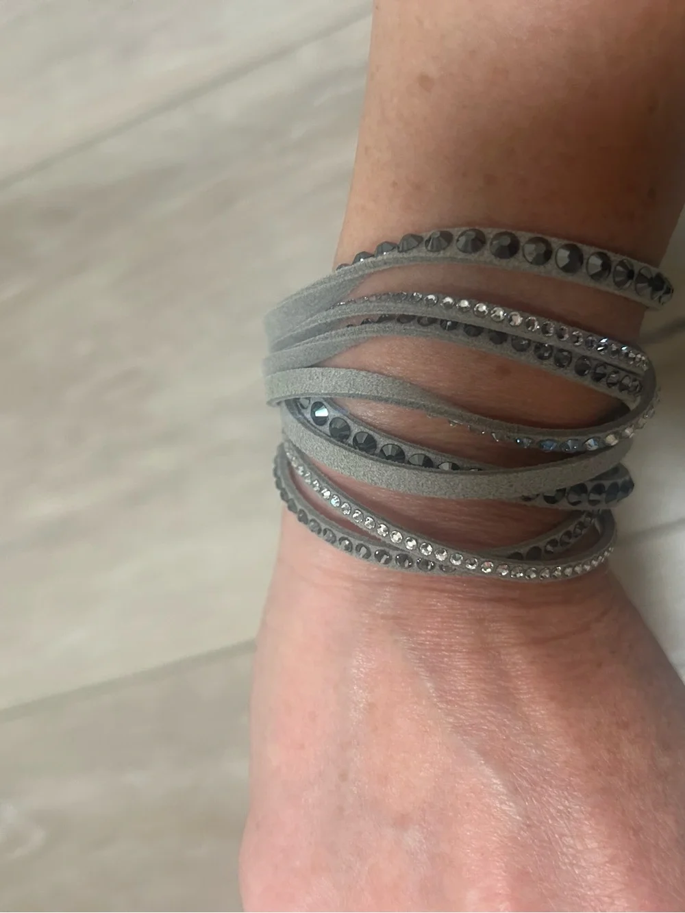 Gray Crystal Wrap Bracelet/Chocker - Women's Jewelry